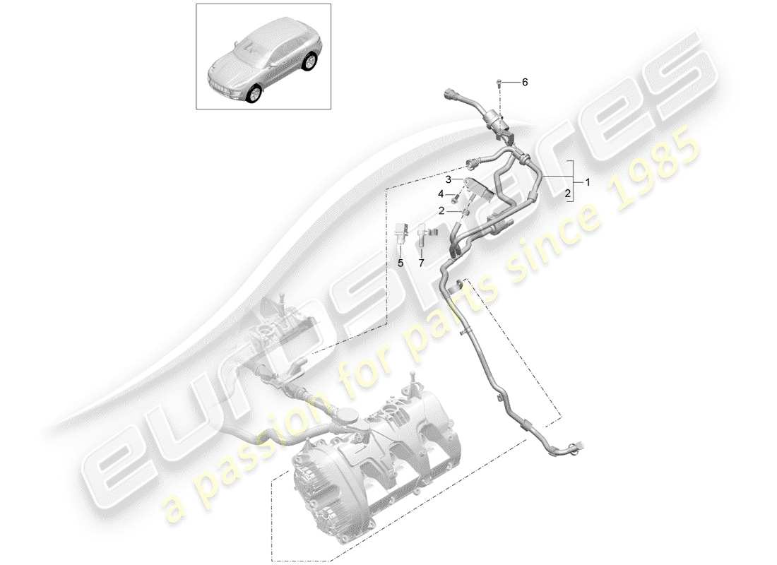 porsche 2018 (macan) ventilazione del serbatoio diagramma delle parti