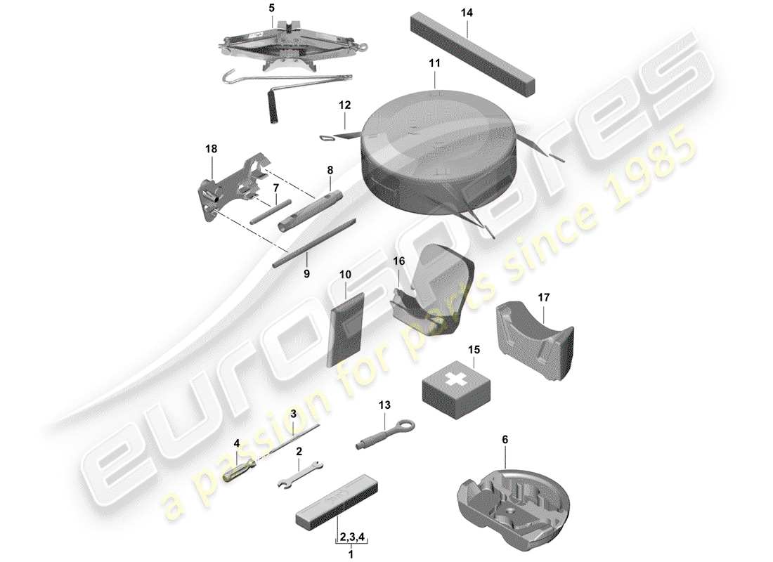 porsche 2019 (718 boxster spyder) diagramma delle parti dello strumento