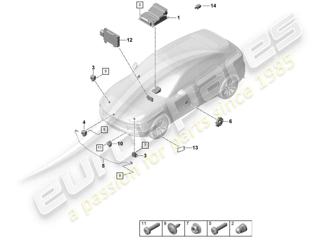 porsche 2020 (cayenne e3 9ya/9yb) modulo di controllo elettronico diagramma delle parti