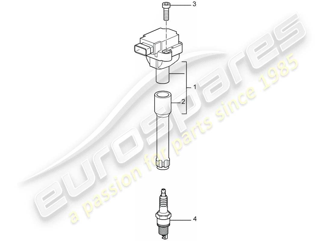 porsche 2008 (987 cayman) sistema di accensione diagramma delle parti
