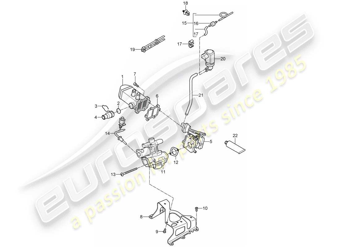 porsche 2010 (cayenne e1 9pa) ricircolo dei gas di scarico diagramma delle parti