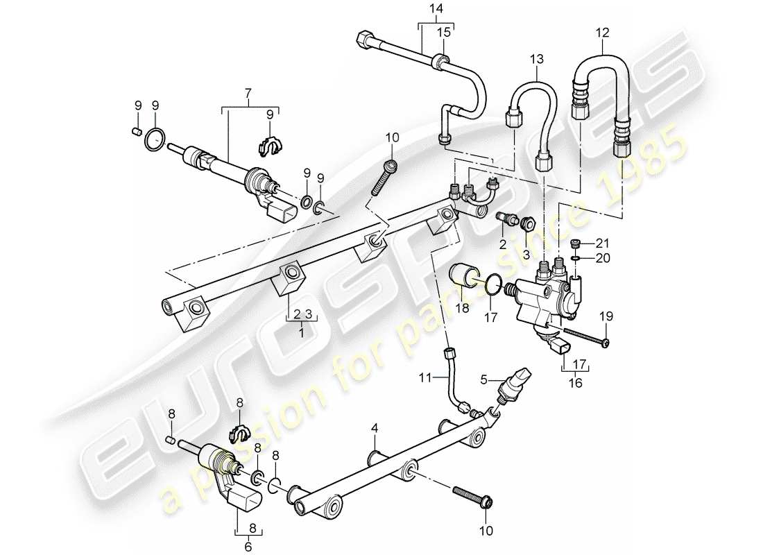 porsche 2008 (cayenne e1 9pa) tubo raccolta carburante schema delle parti
