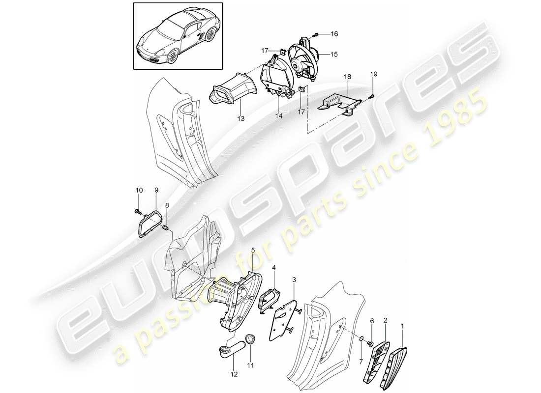 porsche 2012 (987 cayman) ventilazione diagramma delle parti