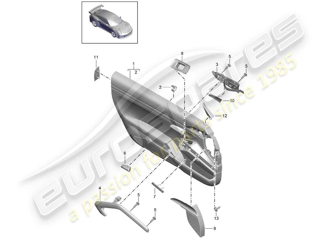 porsche 2019 (991-2 turbo) pannello della porta diagramma delle parti
