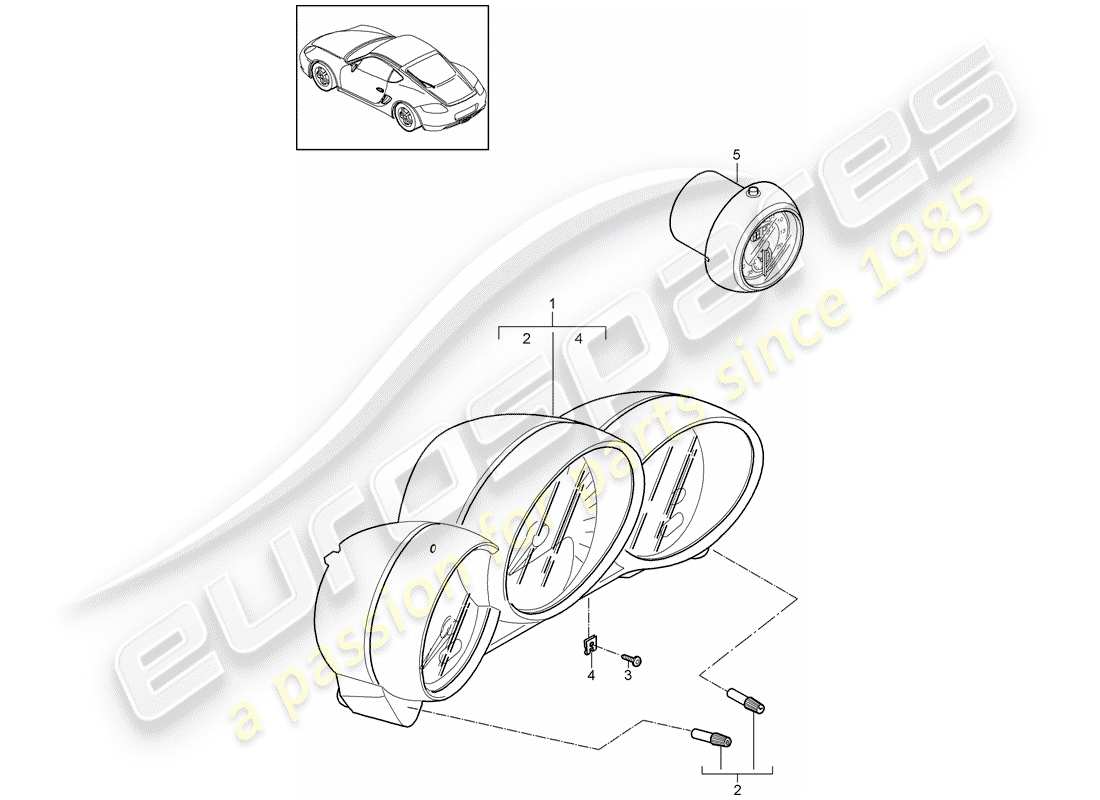 porsche 2012 (987 cayman) strumenti diagramma delle parti