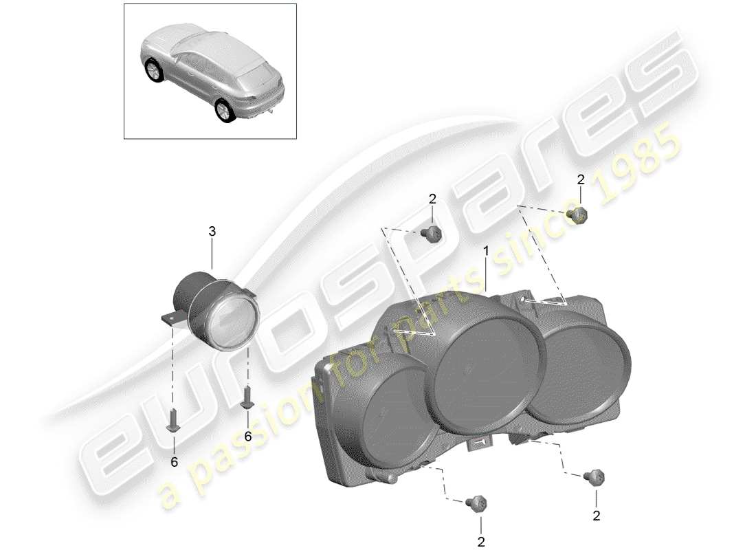 porsche 2018 (macan) diagramma delle parti quadro strumenti
