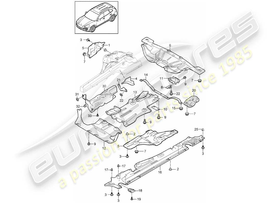 porsche 2018 (cayenne e2 92a) liner diagramma delle parti