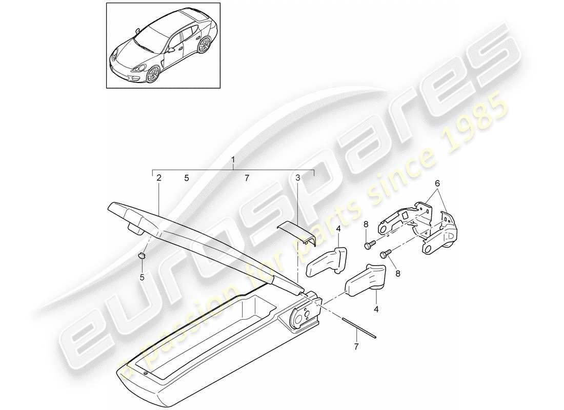 porsche 2011 (panamera 970) diagramma delle parti del bracciolo