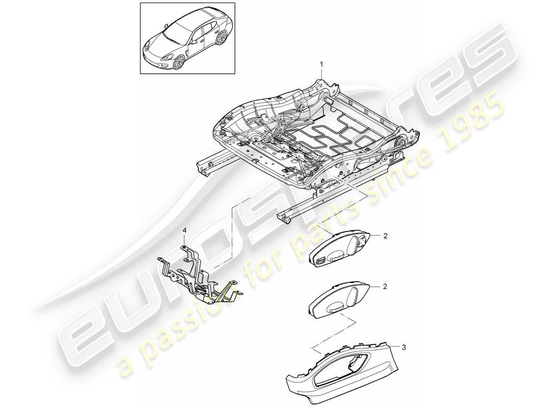porsche 2011 (panamera 970) schema delle parti telaio del sedile