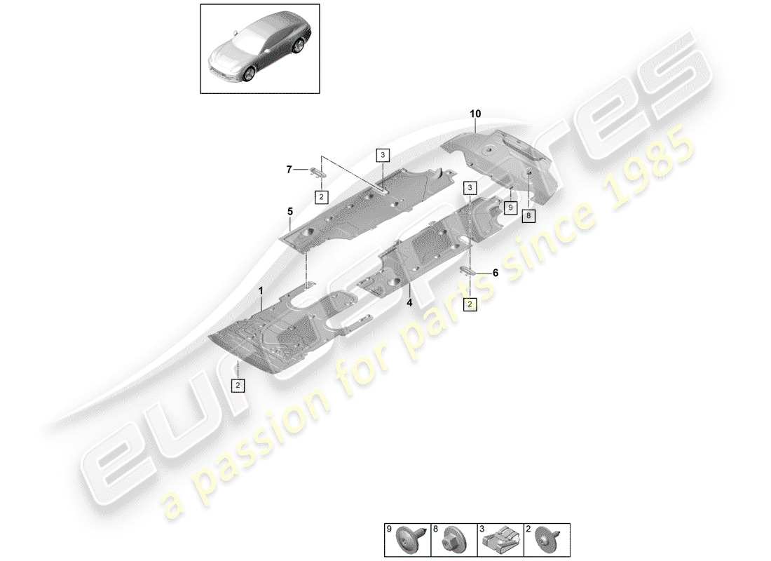 porsche 2017 (panamera 971-1) liner diagramma delle parti