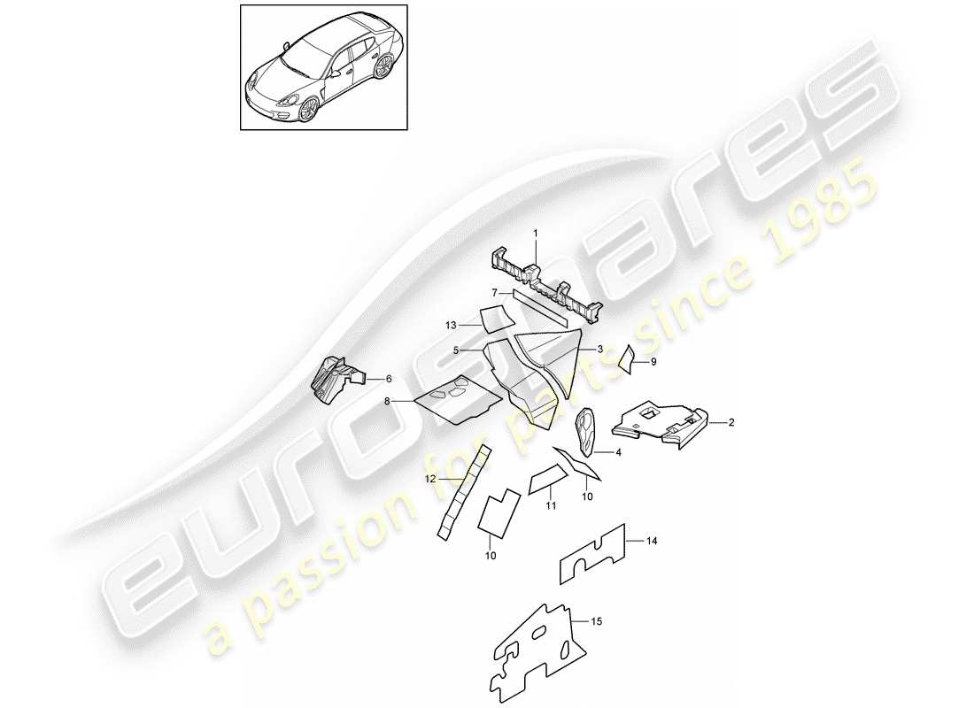 porsche 2012 (panamera 970) assorbitore acustico diagramma delle parti