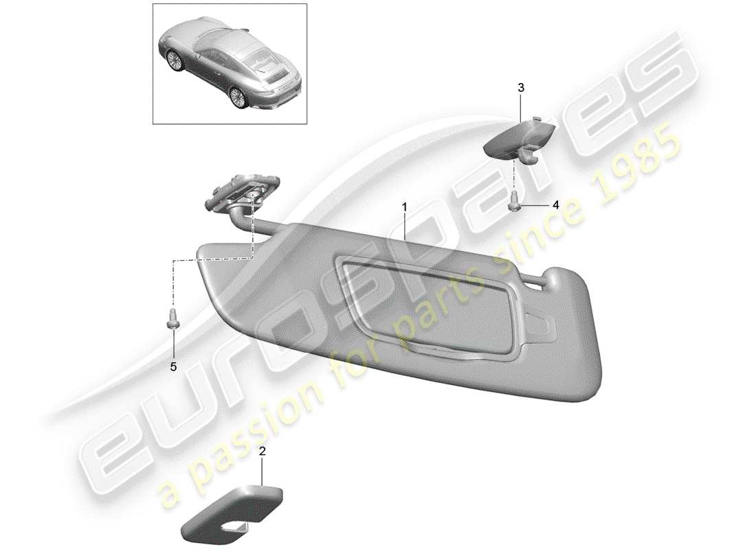 porsche 2017 (991-2) schema delle parti delle visiere parasole