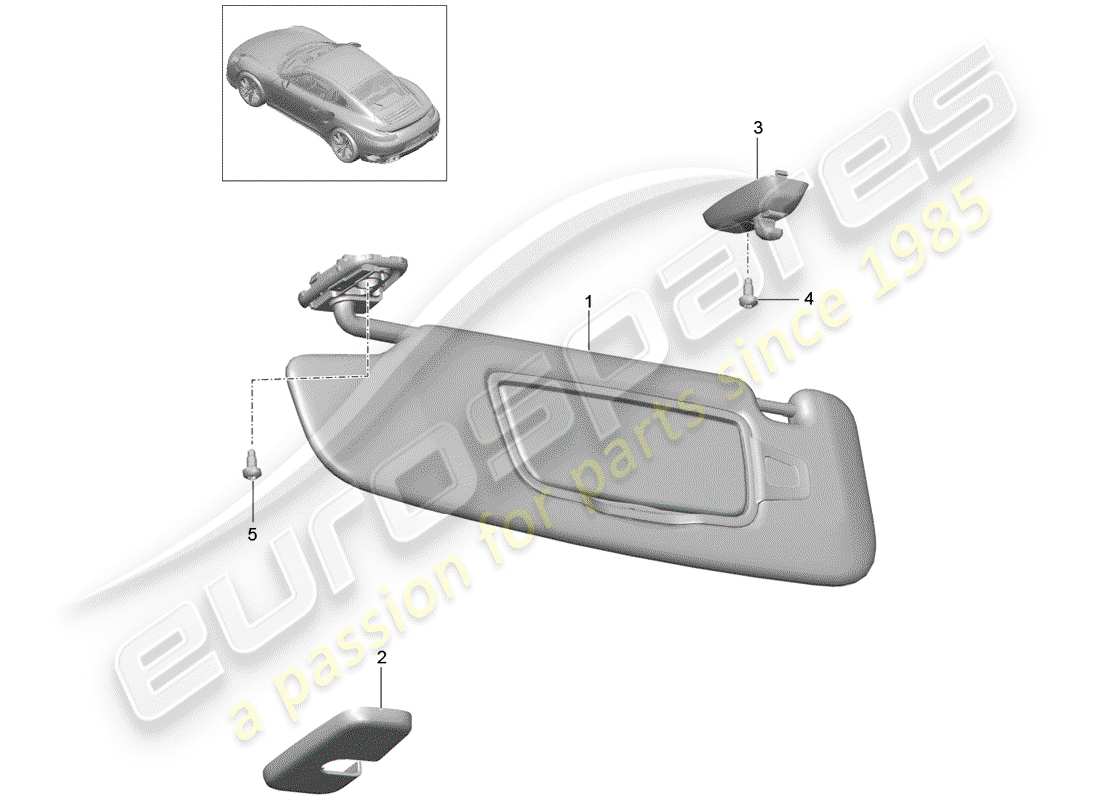 porsche 2017 (991-2 turbo) visiere da sole diagramma delle parti