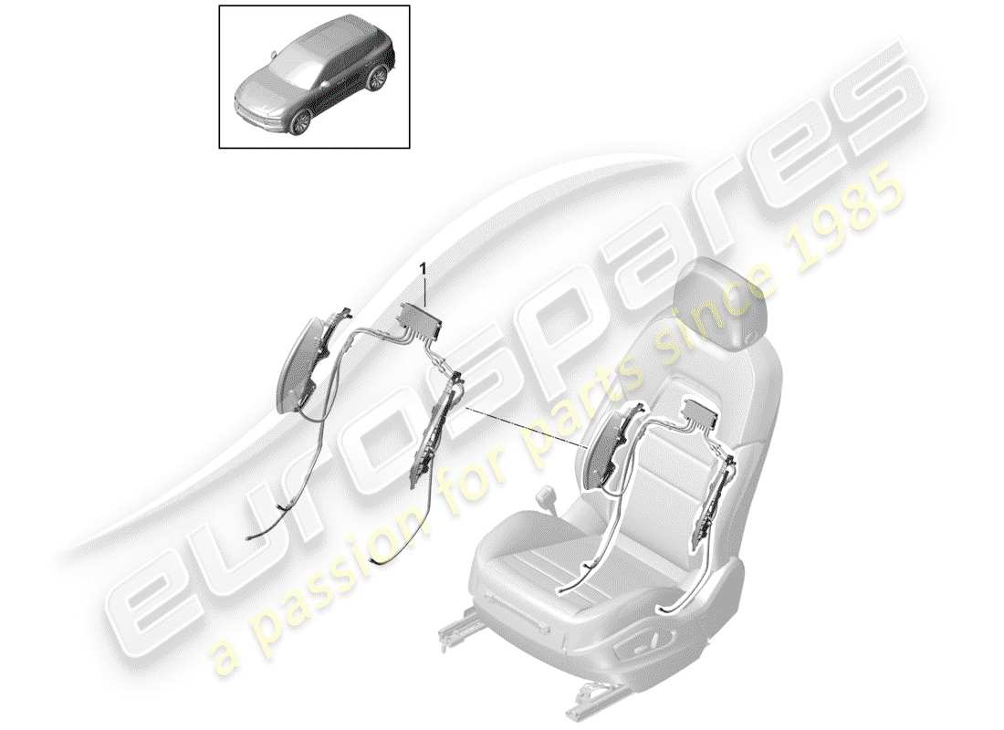 porsche 2020 (cayenne e3 9ya/9yb) componenti pneumatici per sedile schema parte