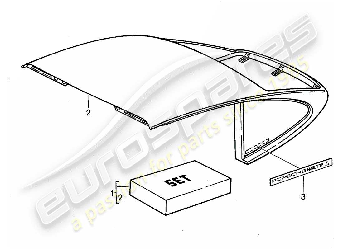 porsche 2002 (tequipment) sistema di trasporto sul tetto diagramma delle parti