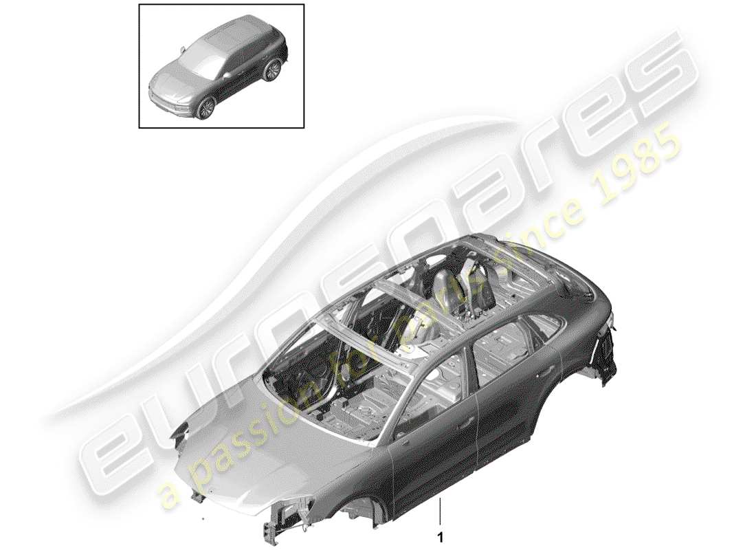 porsche 2018 (cayenne e3 9ya/9yb) carrozzeria diagramma delle parti