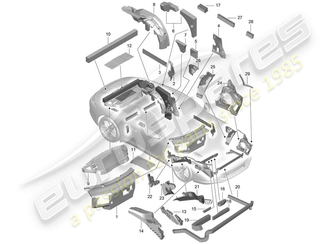 porsche 2017 (991-2) copertura corporea diagramma delle parti