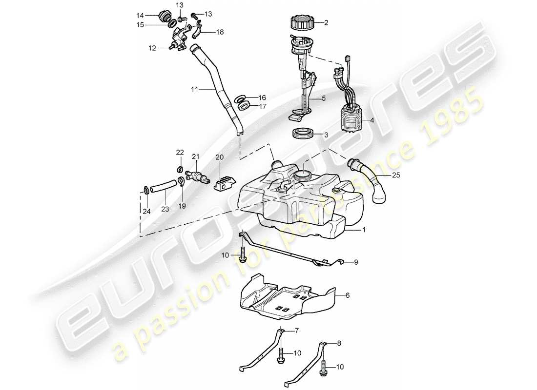 porsche 2004 (996) serbatoio di carburante diagramma delle parti