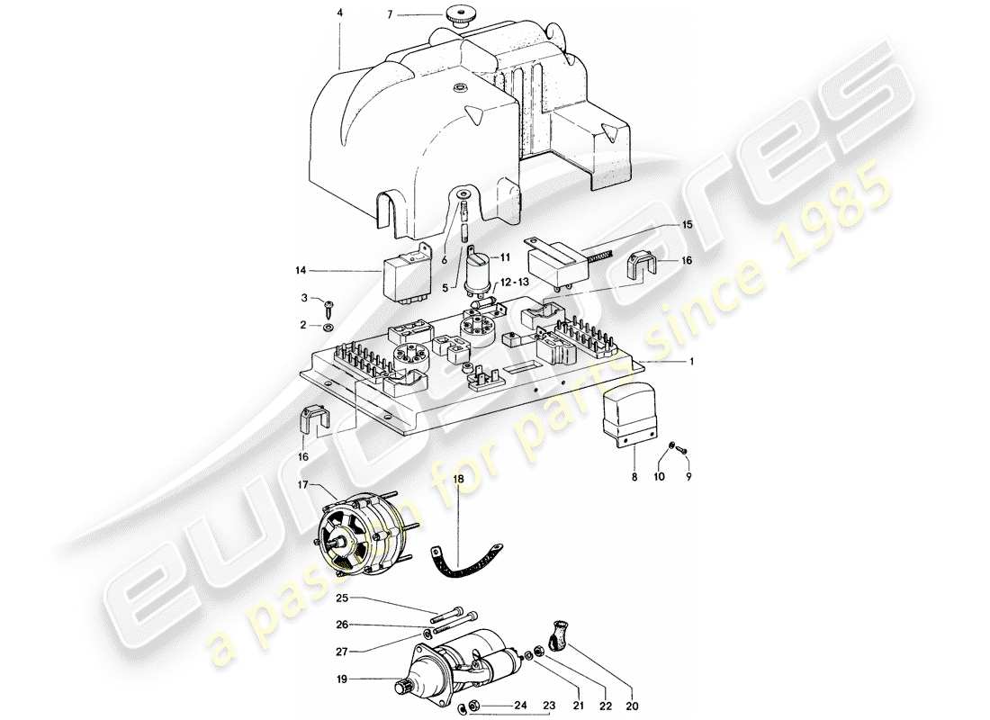 porsche 1971 (914) regolatore - alternatore - avviatore diagramma delle parti
