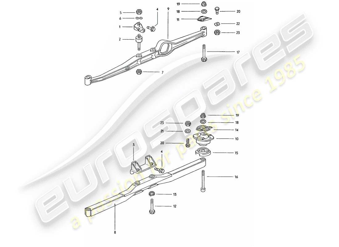 porsche 1971 (914) schema delle parti supporto motore
