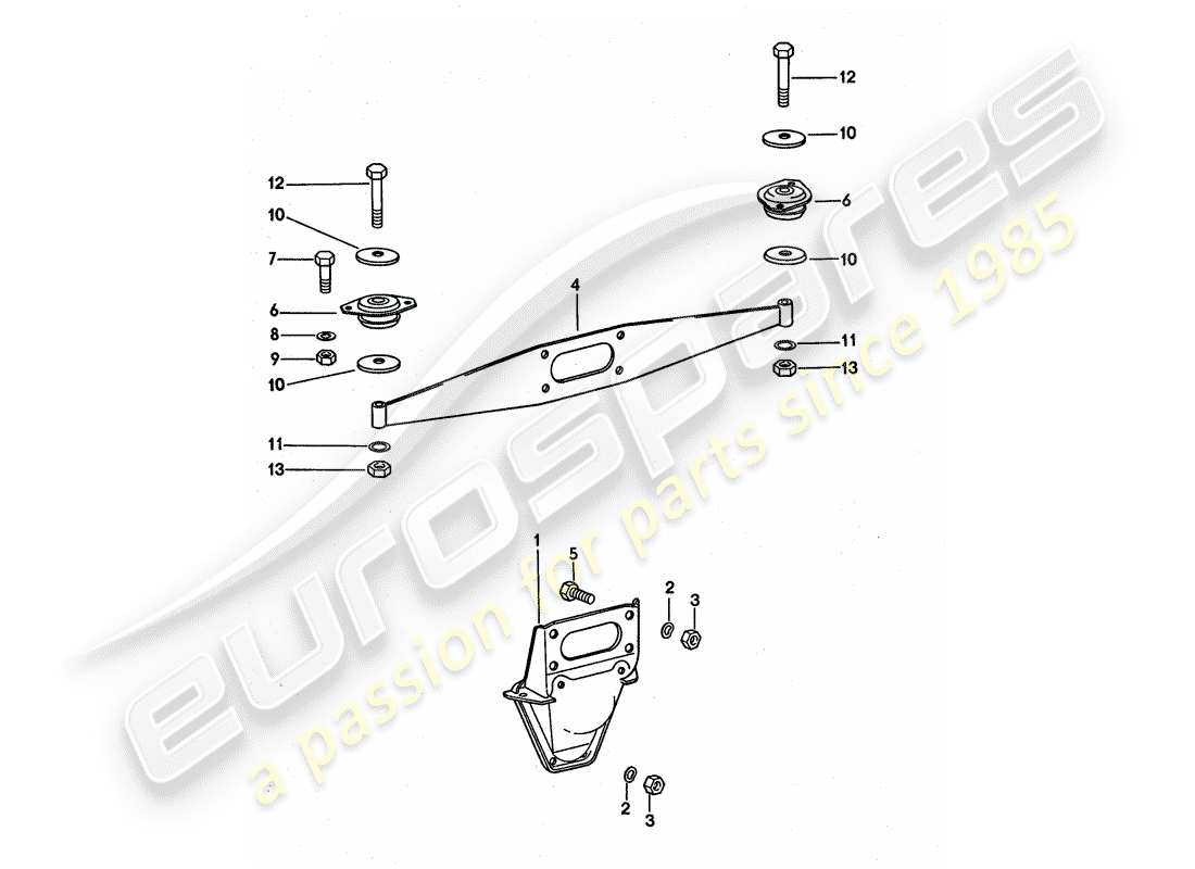 porsche 1975 (911 turbo) sospensione del motore diagramma delle parti