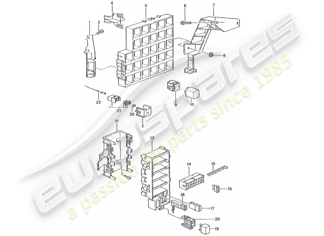 porsche 2003 (986 boxster) scatola fusibili/piastra rele' - cruscotto diagramma delle parti