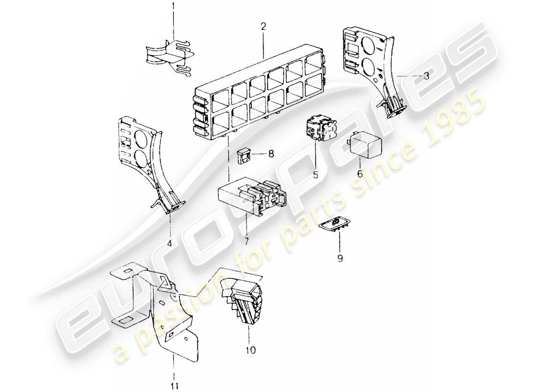 porsche 2002 (986 boxster) scatola dei fusibili/piastra relè diagramma delle parti