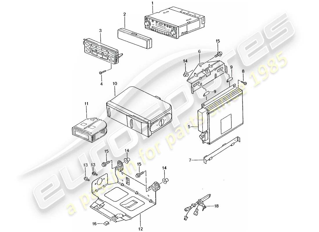 porsche 2003 (996 turbo / gt2) unità radio - amplificatore - d >> - mj 2002 schema delle parti