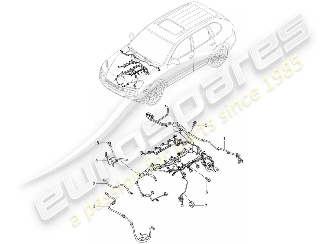 porsche 2007 (cayenne e1 9pa) cablaggi diagramma delle parti