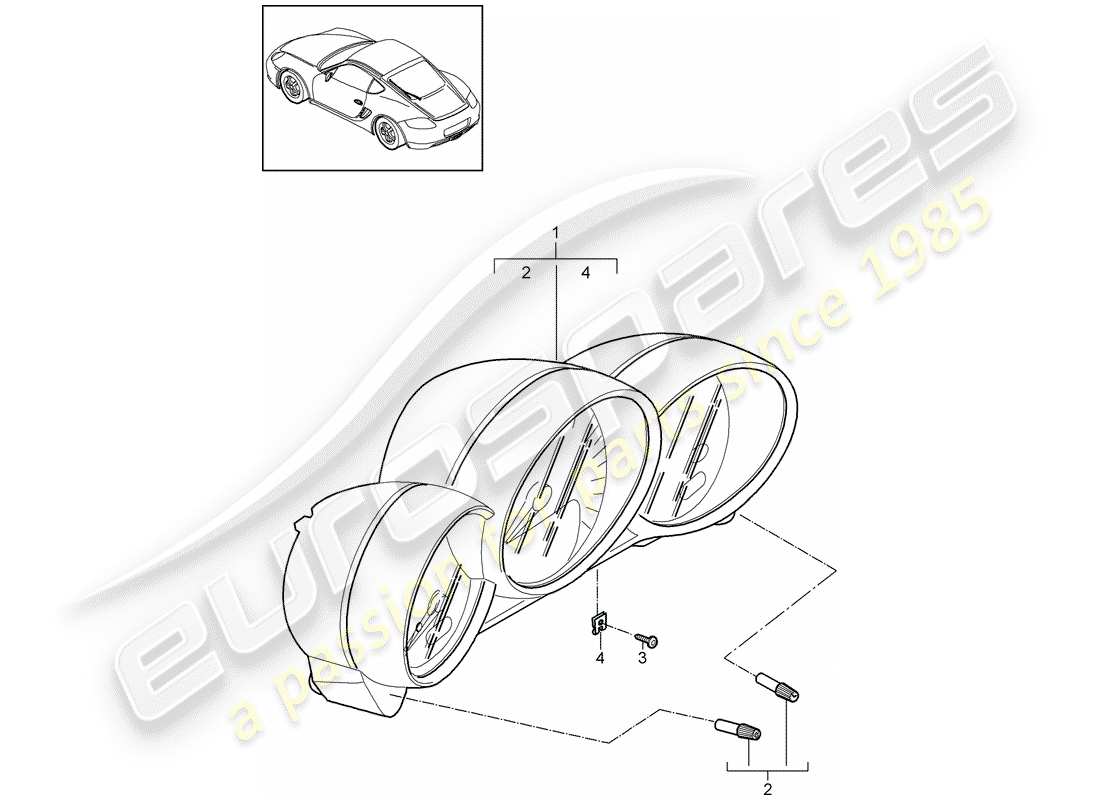 porsche 2012 (987 cayman) diagramma delle parti degli strumenti