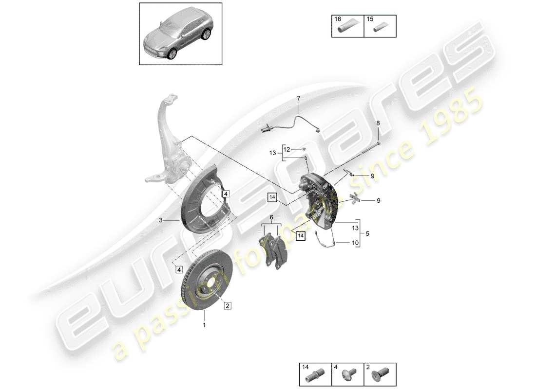 porsche 2019 (macan) freni a disco diagramma delle parti