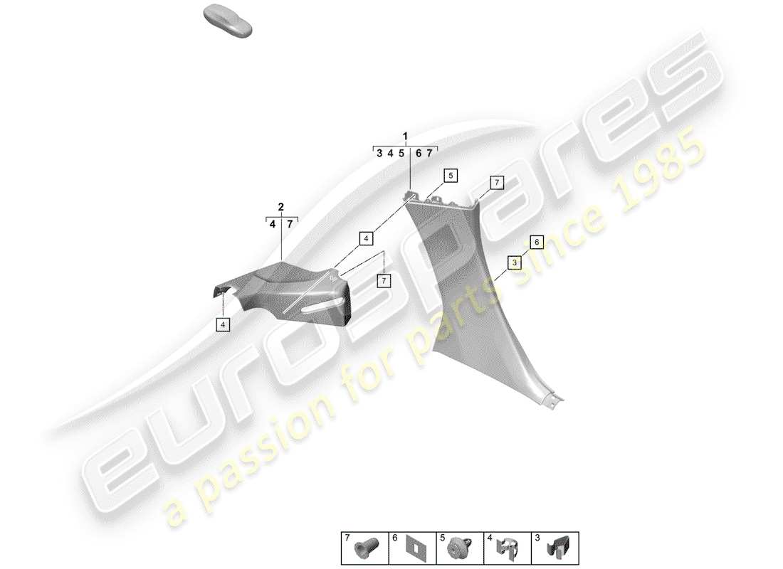 porsche 2019 (718 boxster spyder) diagramma delle parti trims