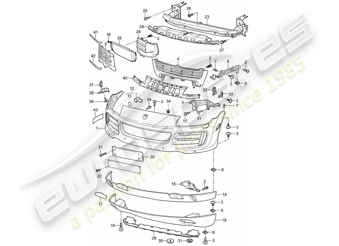 porsche 2008 (cayenne e1 9pa) liner diagramma delle parti