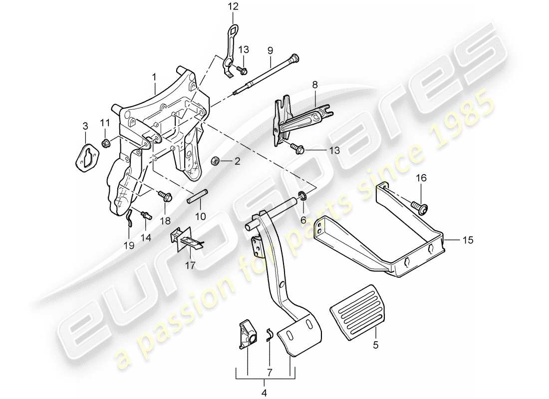 porsche 2009 (cayenne e1 9pa) pedali diagramma delle parti