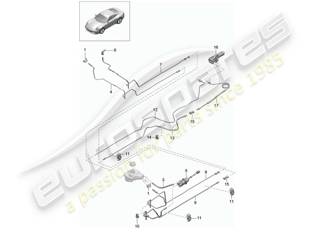 porsche 2013 (991-1) frizione idraulica diagramma delle parti