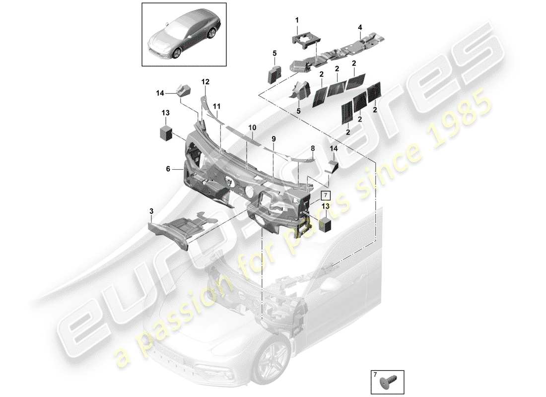 porsche 2017 (panamera 971-1) assorbitore acustico diagramma delle parti
