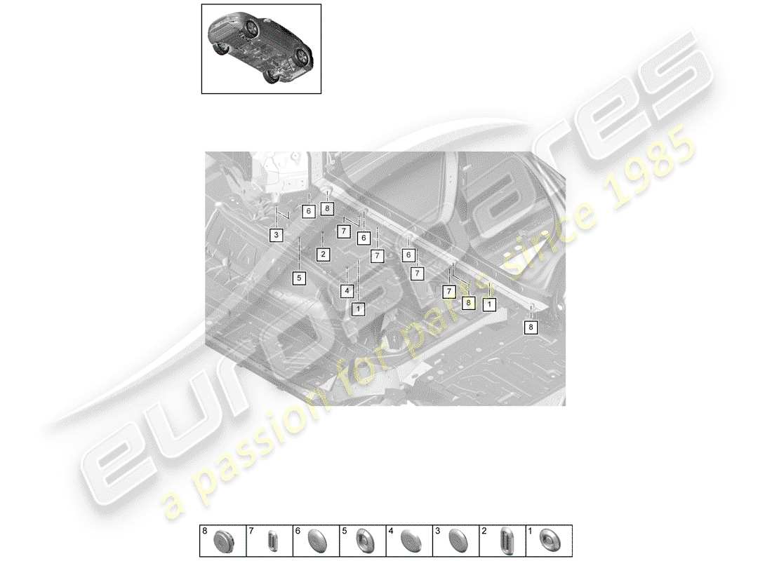 porsche 2020 (cayenne e3 9ya/9yb) tappo diagramma delle parti