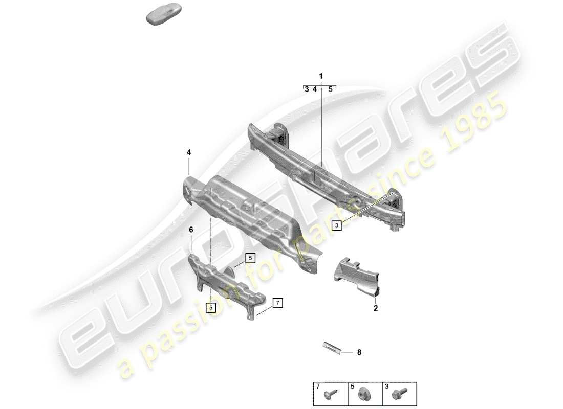 porsche 2019 (718 boxster spyder) staffa paraurti schema delle parti