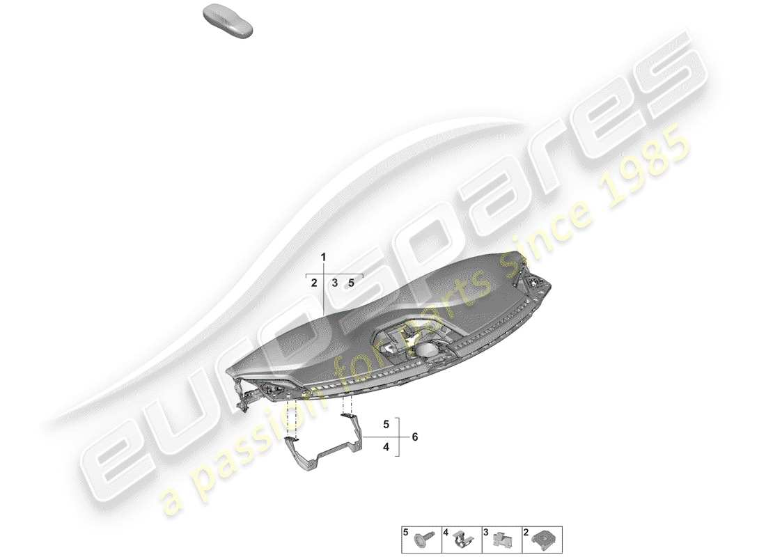 porsche 2019 (992-1) rivestimento del pannello del cruscotto diagramma delle parti