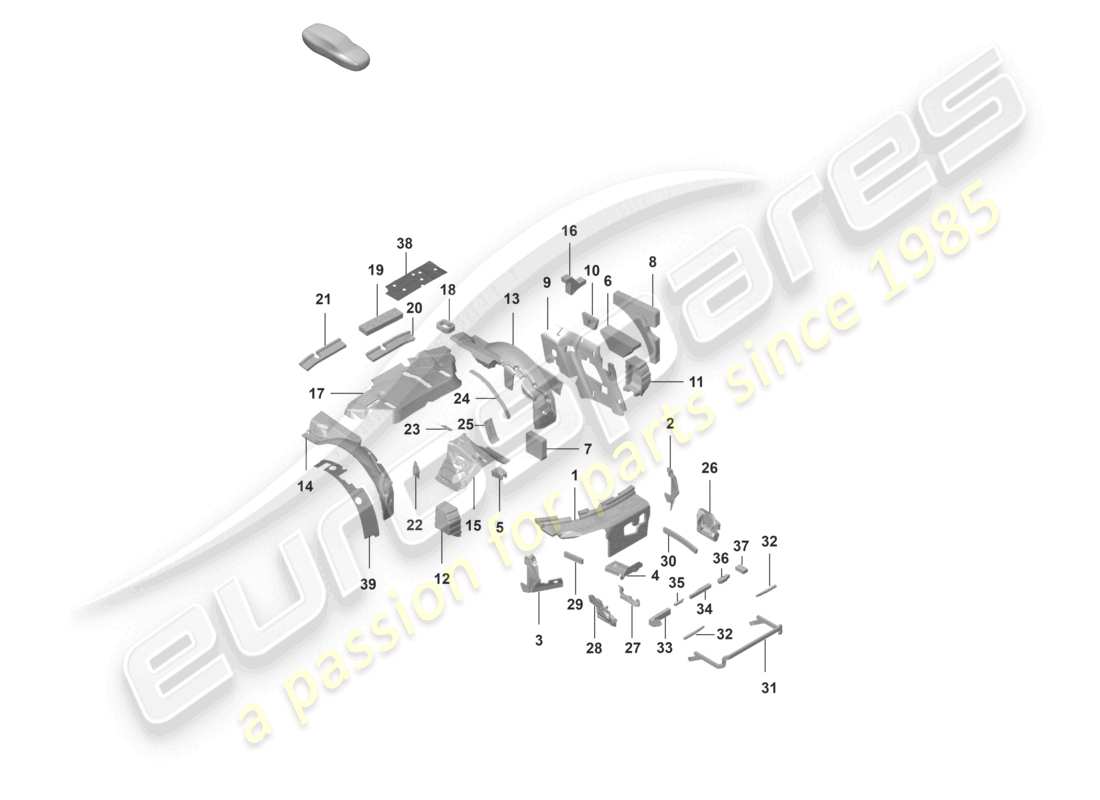 porsche 2019 (992-1) corpo smorzante fonoassorbente diagramma delle parti