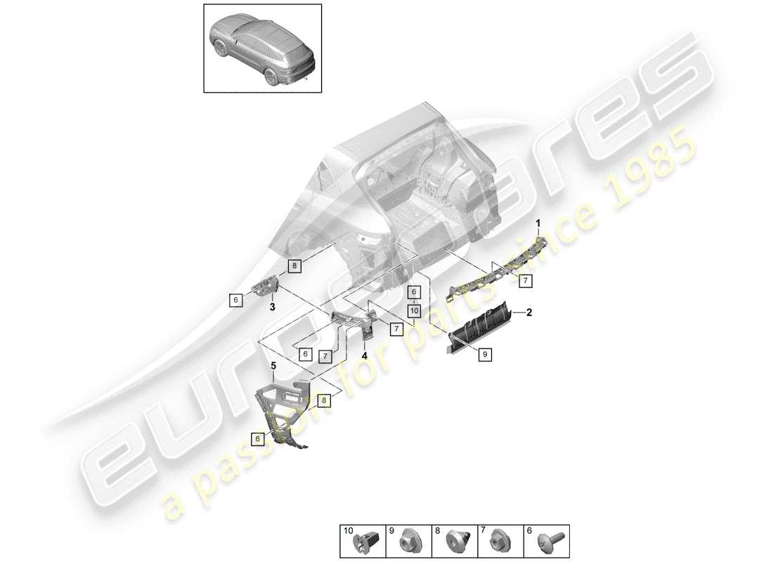 porsche 2020 (cayenne e3 9ya/9yb) diagramma delle parti degli elementi di fissaggio