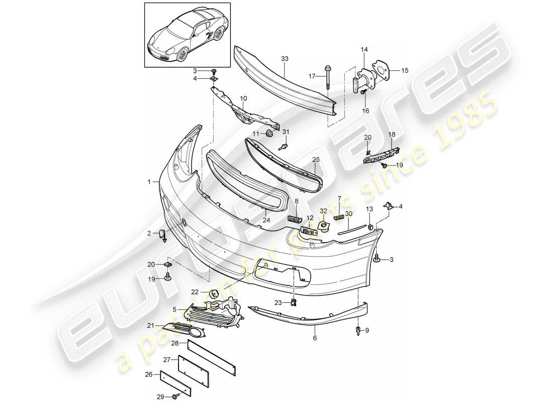 porsche 2009 (987 cayman) paraurti diagramma delle parti
