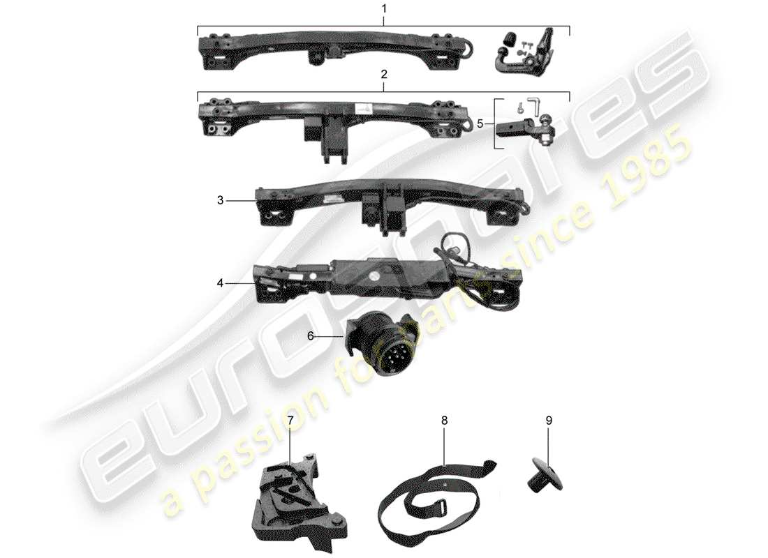 porsche 2012 (tequipment cayenne) gancio di traino diagramma delle parti