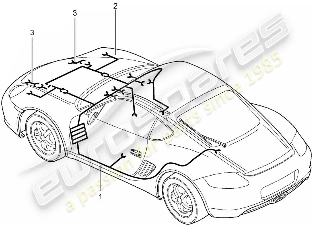 porsche 2012 (987 cayman) cablaggi elettrici schema delle parti