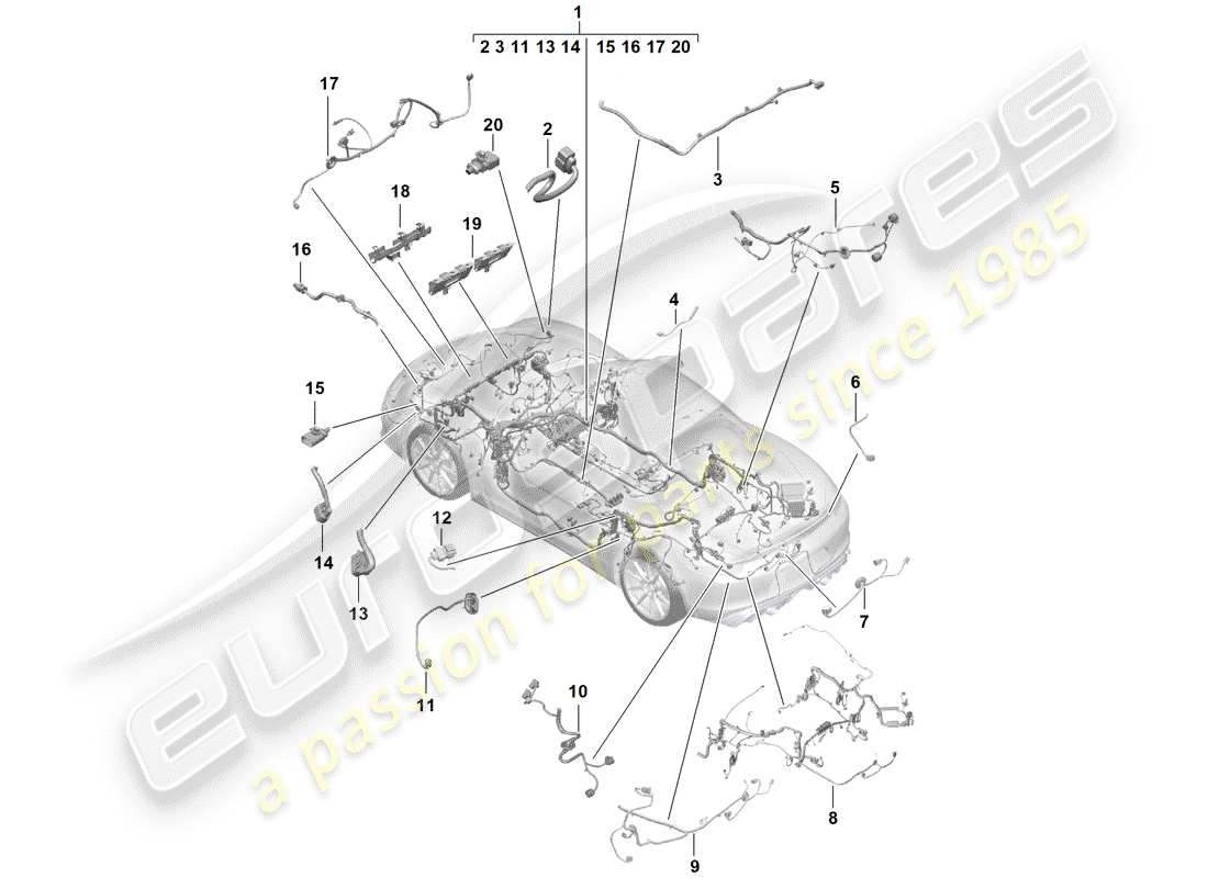 porsche 2019 (718 boxster spyder) cablaggi diagramma delle parti