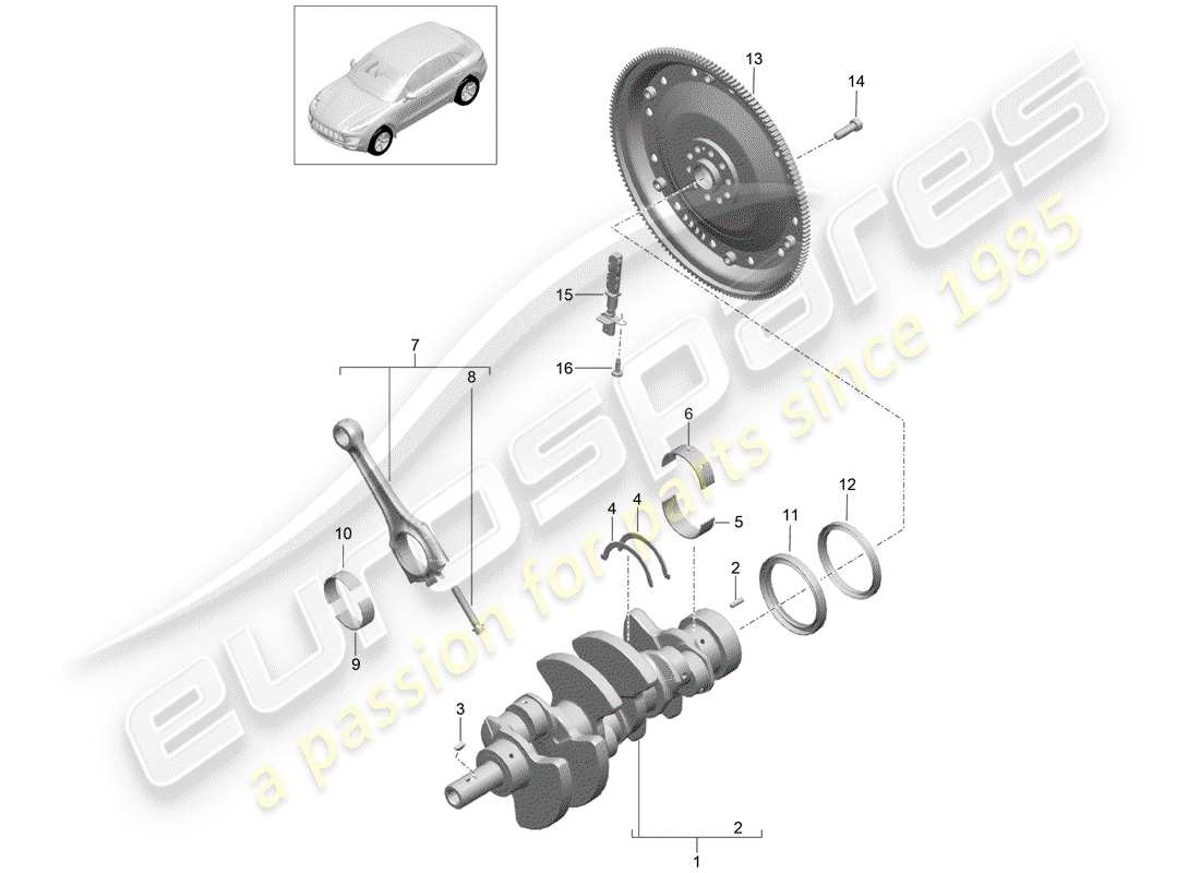 porsche 2018 (macan) albero a gomiti diagramma delle parti