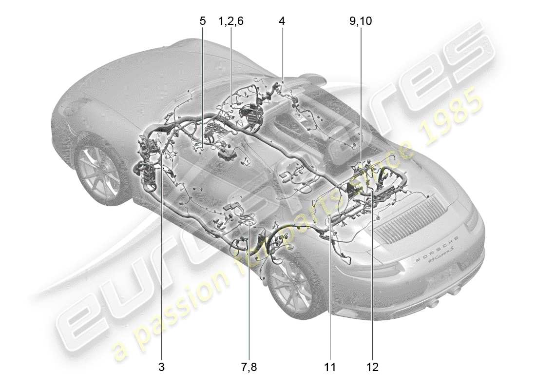 porsche 2017 (991-2) cablaggi diagramma delle parti