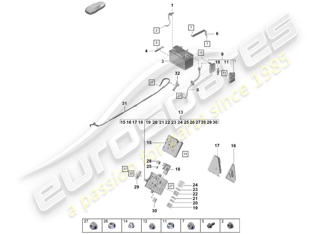 porsche 2020 (718 boxster spyder) batteria diagramma delle parti