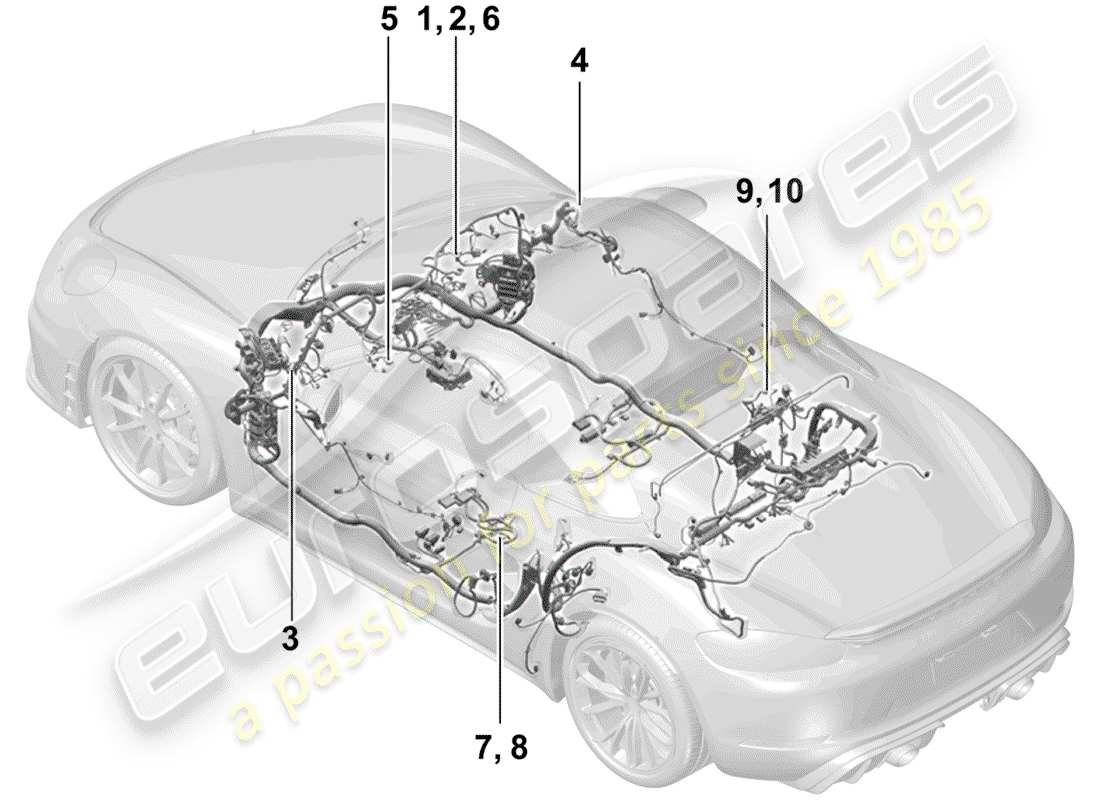 porsche 2020 (718 boxster spyder) cablaggi diagramma delle parti