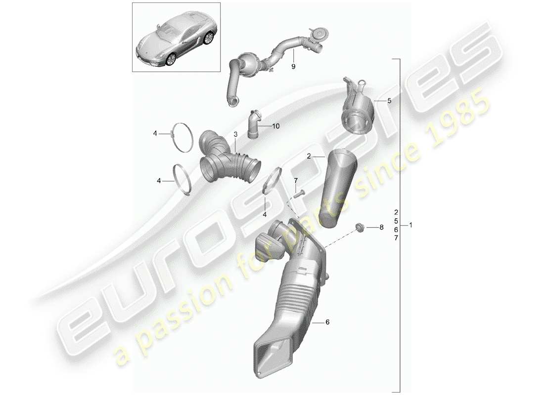 porsche 2015 (981 cayman) filtro dell'aria diagramma delle parti